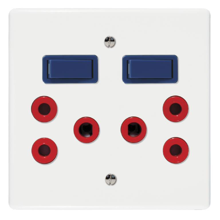 Classic Double Dedicated Socket 164-4 Red Switched Blue on 4x4 Yoke ...