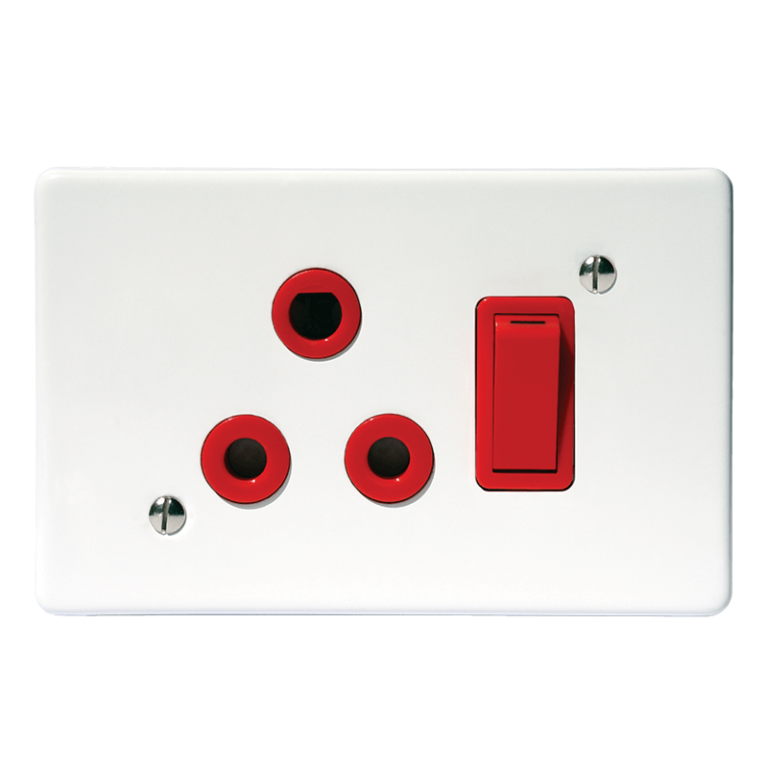 Classic Single Dedicated Socket 164-4 Red Switched Red on 4x2 Yoke with ...
