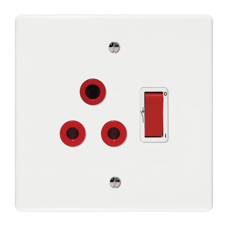 Classic Single Isolated STD Socket 164-1 Red Double-Pole Switched Red ...