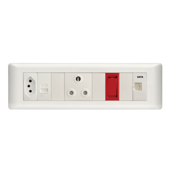Diamond 9 Way 1x1642, 1x1641, Red Single Pole Switch, USB, Data