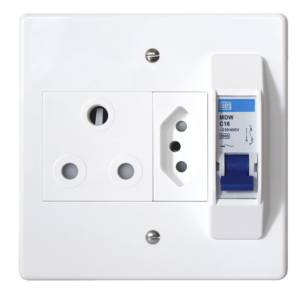 Classic 16A Circuit Breaker Combo Socket 1x164-1 plus 1x164-2 with Coverplate